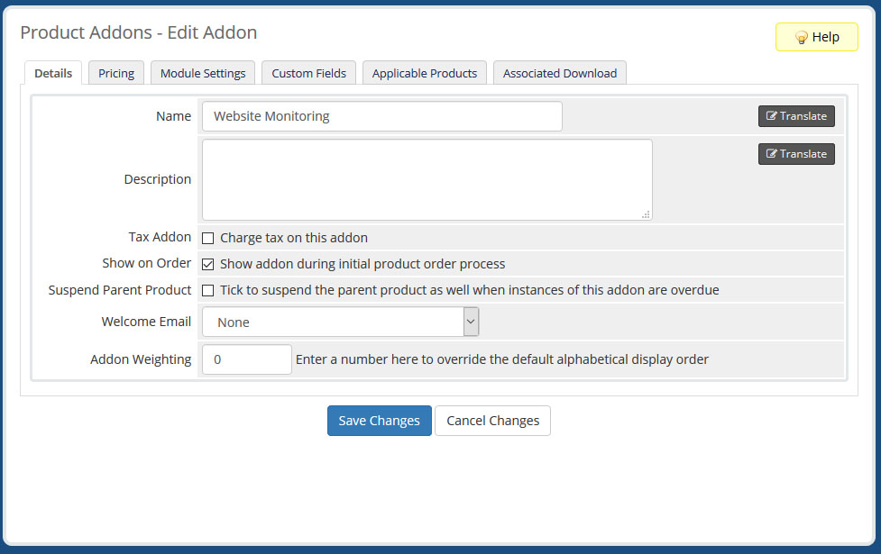 WHMCS Addon Setup