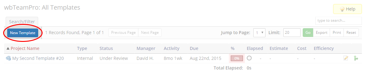 Project Template List