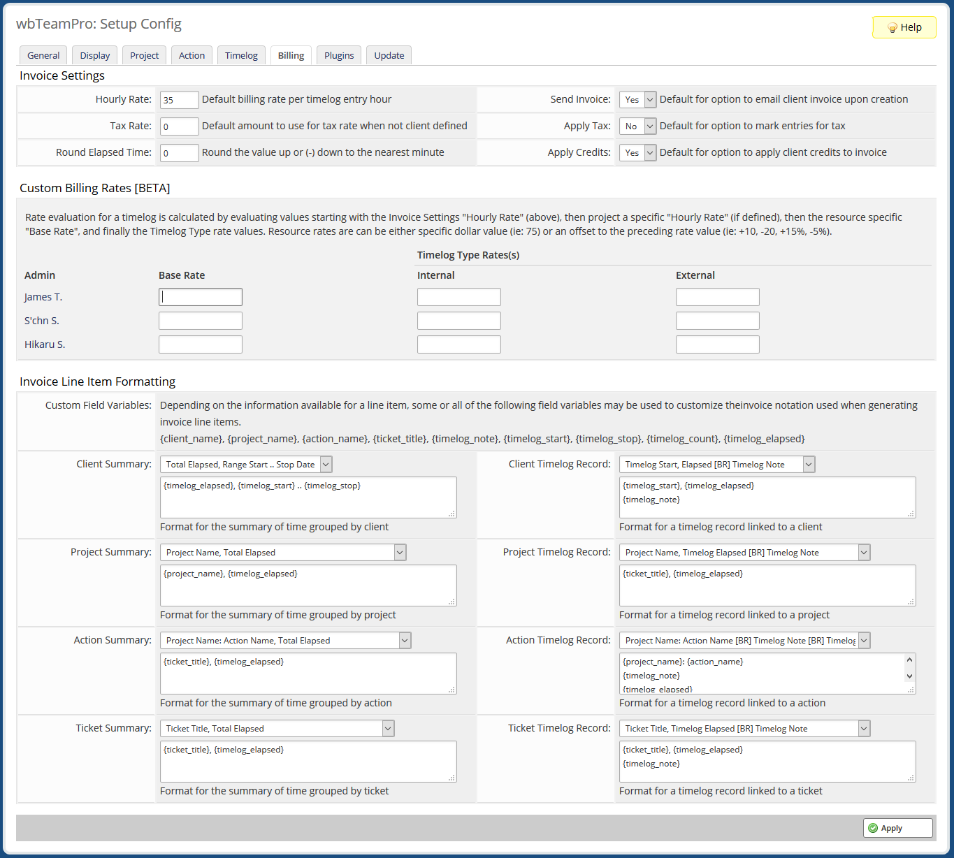 Billing Settings