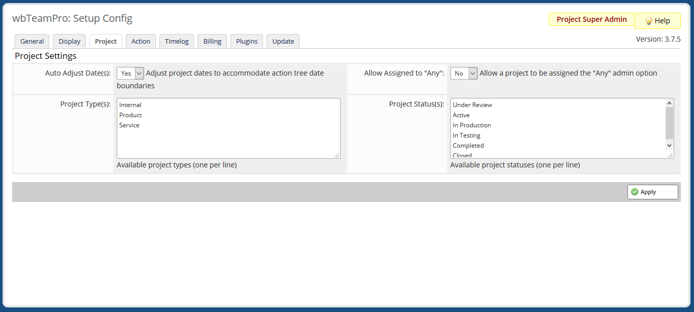 Project Settings
